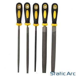 5pc ENGINEERS HAND FILE SET 8" LARGE METAL SANDING TOOL FLAT ROUND TRIANGLE RASP