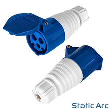 Load image into Gallery viewer, 16A 3-PIN INDUSTRIAL PLUG SOCKET MALE FEMALE 2P+EARTH BLUE CAMPING CARAVAN 240V
