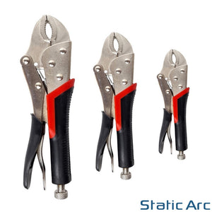 LOCKING PLIER SET VICE MOLE GRIPS ADJUSTABLE CURVED CLAMP 3pc INDIVIDUAL 5/7/10"