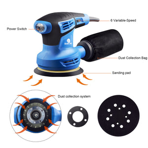 280W ELECTRIC RANDOM ORBITAL SANDER ROTARY PALM HAND POWER TOOL CIRCULAR DISC