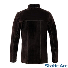 Load image into Gallery viewer, LEATHER WELDING JACKET COW SPLIT HEAT RESISTANT SPATTER WELDERS COAT PPE BLACK
