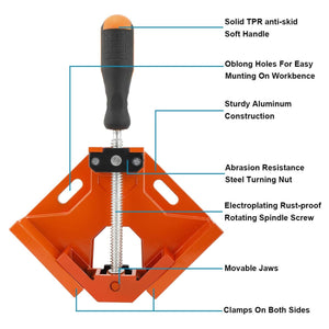 RIGHT ANGLE CORNER CLAMP 90 DEG VICE GRIP WELDING WOOD FRAME MITRE FIX SWING JAW