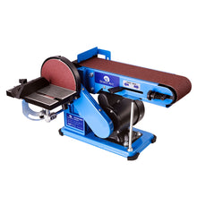 Load image into Gallery viewer, 375W ELECTRIC BENCH SANDER MACHINE ADJUSTABLE BELT DISC GRINDER POLISHER TOOL
